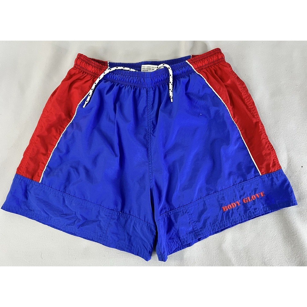 Vintage Body‎ Glove Swim Shorts Sz XL Blue Red Polyester  Y2K